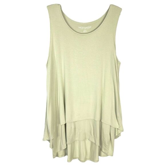 Soft Surroundings Medium‎ Tank Top Layered Split Back Light Green Knit Soft 1556 - Picture 8 of 8